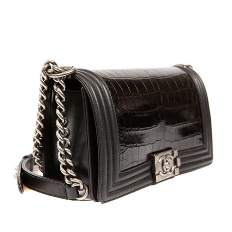 chanel boy alligator skin|chanel black handbags.